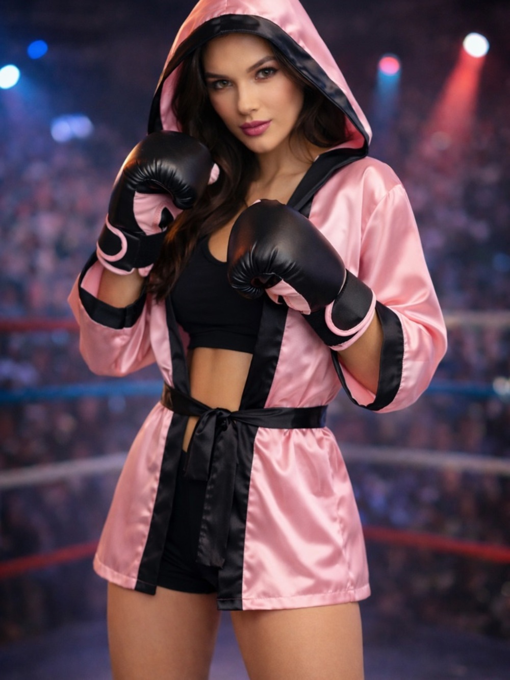 Spirit Halloween Knock Out Kit Pink Boxer Costume M/L 10-14